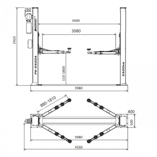 pont 2 colonnes 5.5T dimensions details - €2 990,00 -